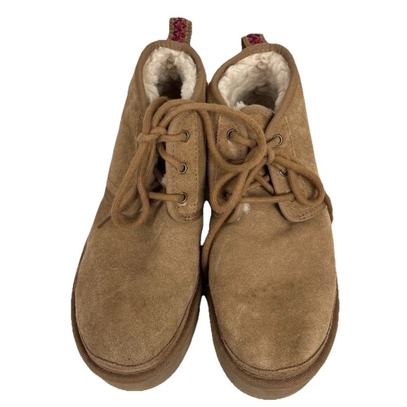 UGG Neumel Chukka Suede Ankle Boots 2 Inch Platform Womens 8 Chestnut - Picture 3 of 12